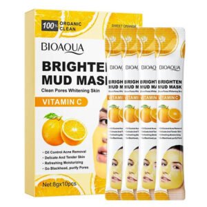 BIOAOUA 10pcs Vitamin C Face Mask Mud Oil Control Refreshing Moisturizing Facial Mask Delicate Tender Skin Care 80g BQY94544
