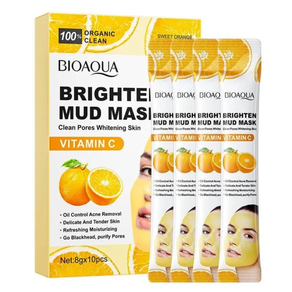 BIOAOUA 10pcs Vitamin C Face Mask Mud Oil Control Refreshing Moisturizing Facial Mask Delicate Tender Skin Care 80g BQY94544