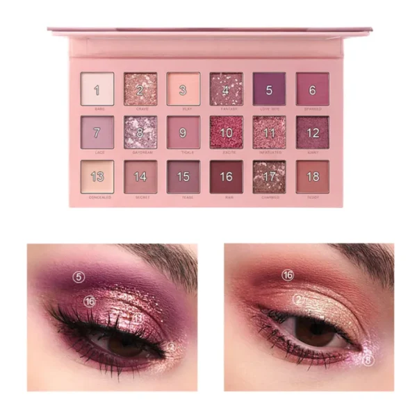 Miss Rose 18 Color makeup Nude Eyeshadow Palette - Image 3