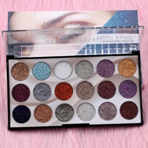 Miss Rose 18 Colors Sequins Glitter Powder High Gloss Pearly Eye Shadow Palette