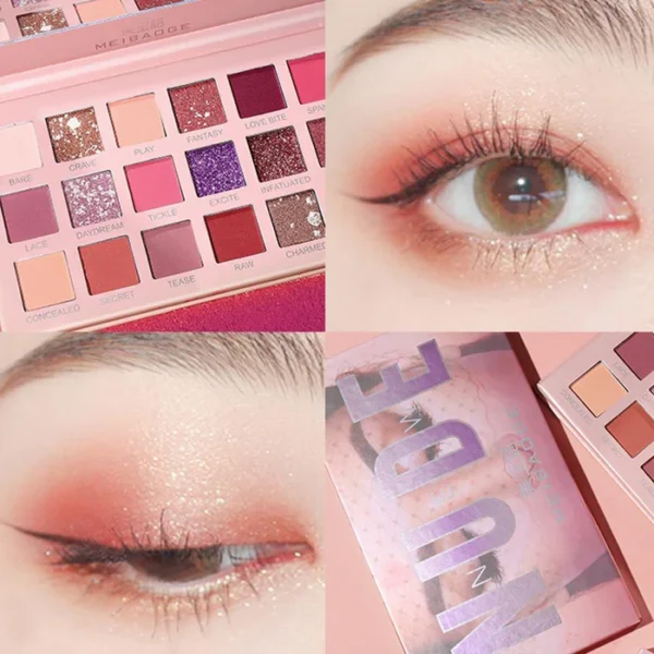 Nude 18 Colors Shimmer Eyeshadow Palette Matte Pigment Shimmer Diamond Eye Palette - Image 4