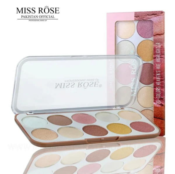Miss Rose 10 Color Heaven Hue Highlighter Palette - Image 3